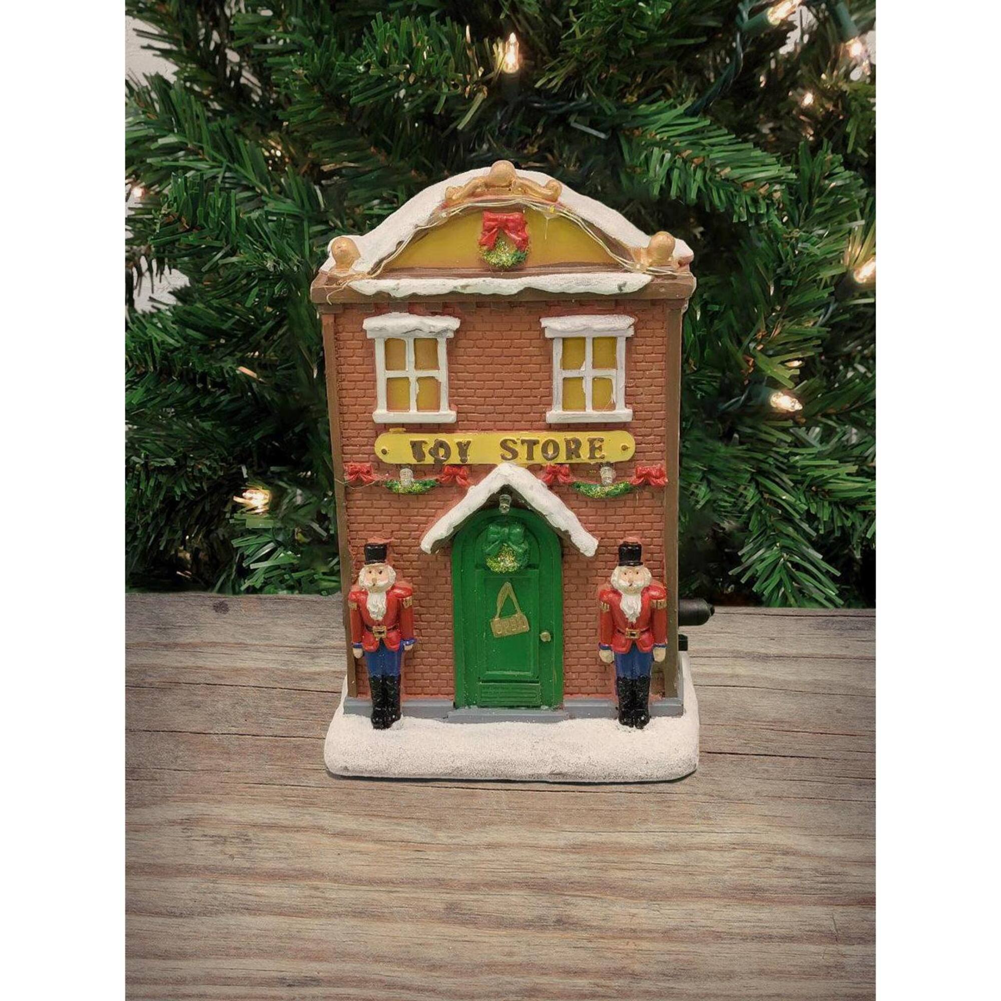 Wizardi 12" Christmas Village Toy Store with LED Lights